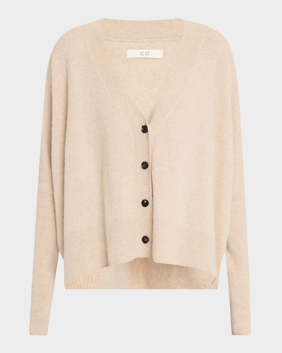 Batwing Cashmere-Silk V-Neck Cardigan